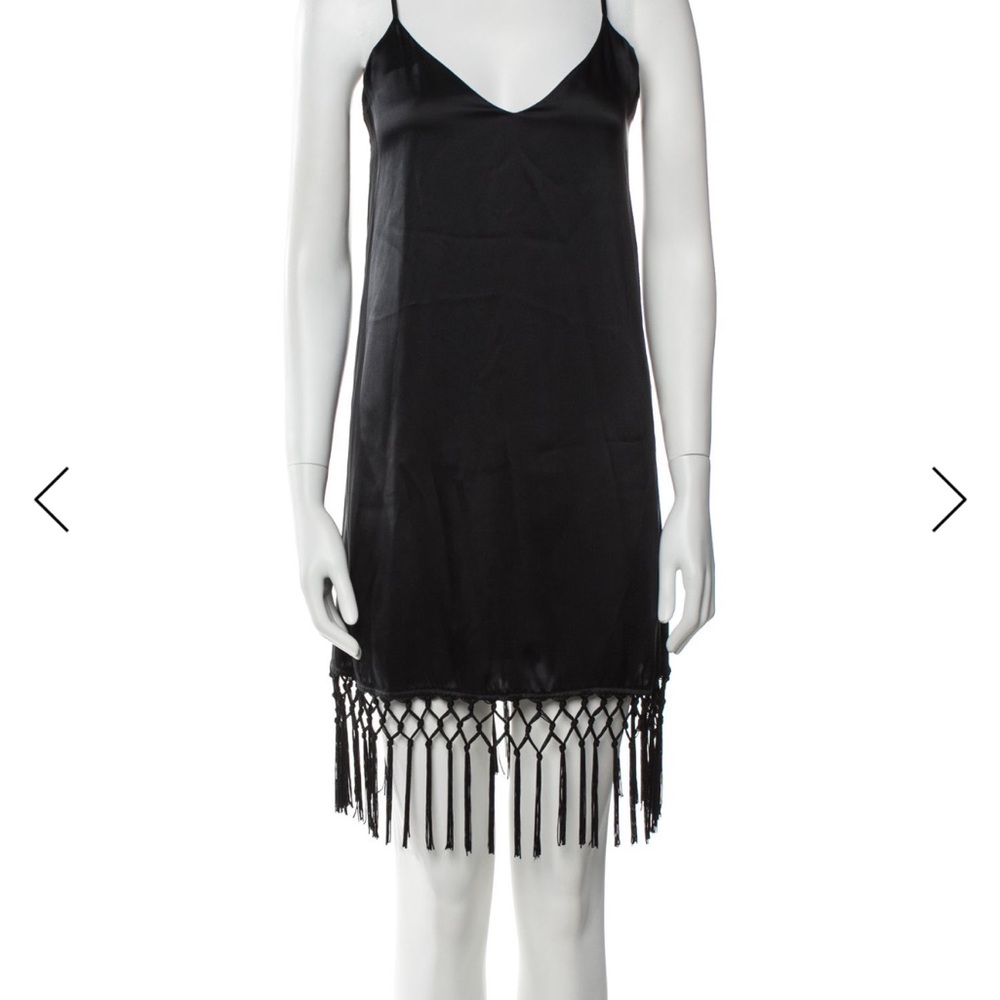 Cami NYC Black Fringe Slip Dress